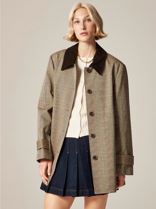 J. Crew Jackets & Blazers - J. Crew Plaid Barn Coat with Corduroy Collar